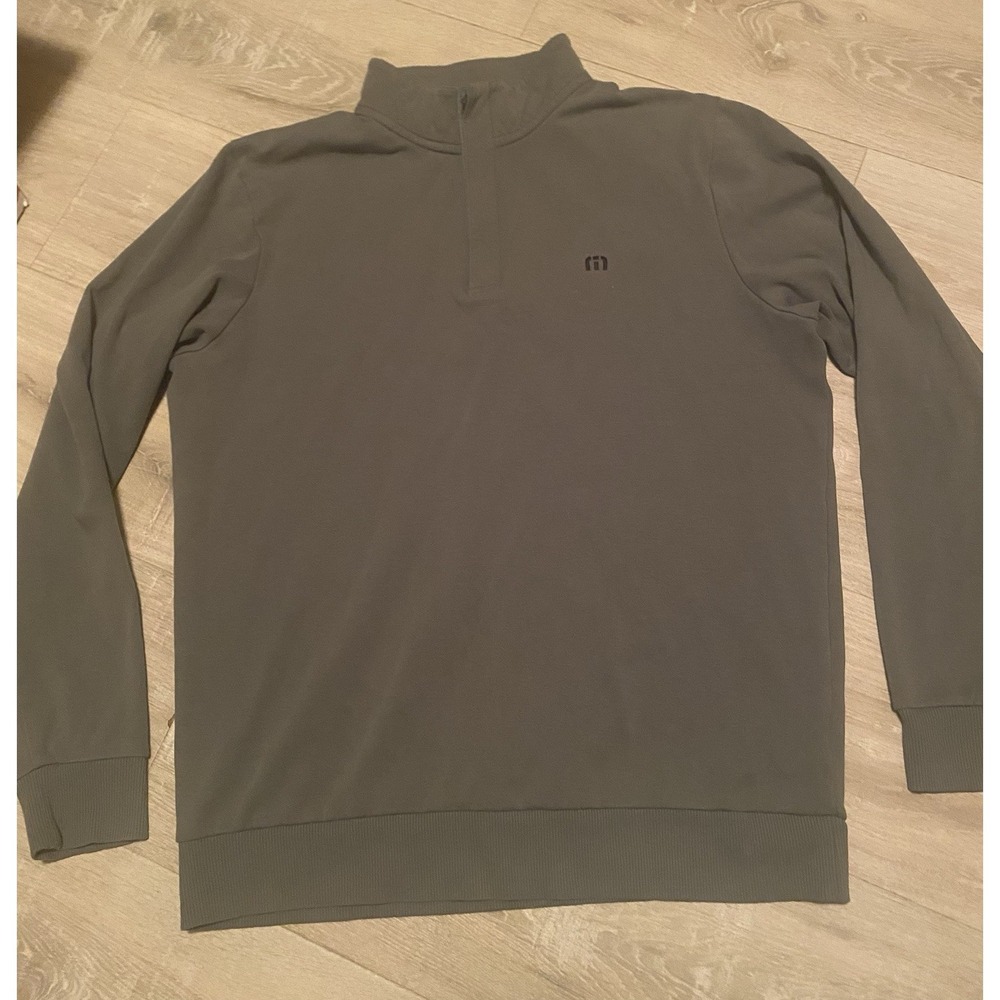 TravisMathew Quarter Zip Pullover Mens Medium Gray Fleece Lined Golf Sweater